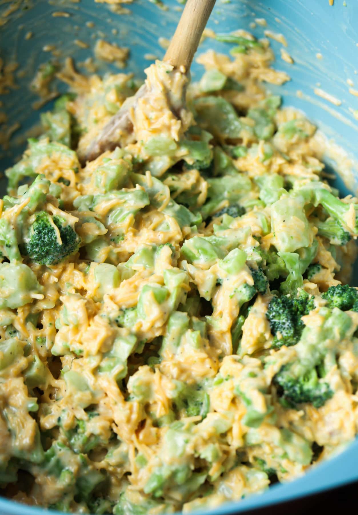 Broccoli in casserole mix.