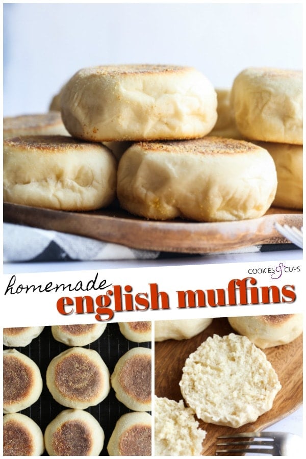 Pinterest image of homemade English muffins