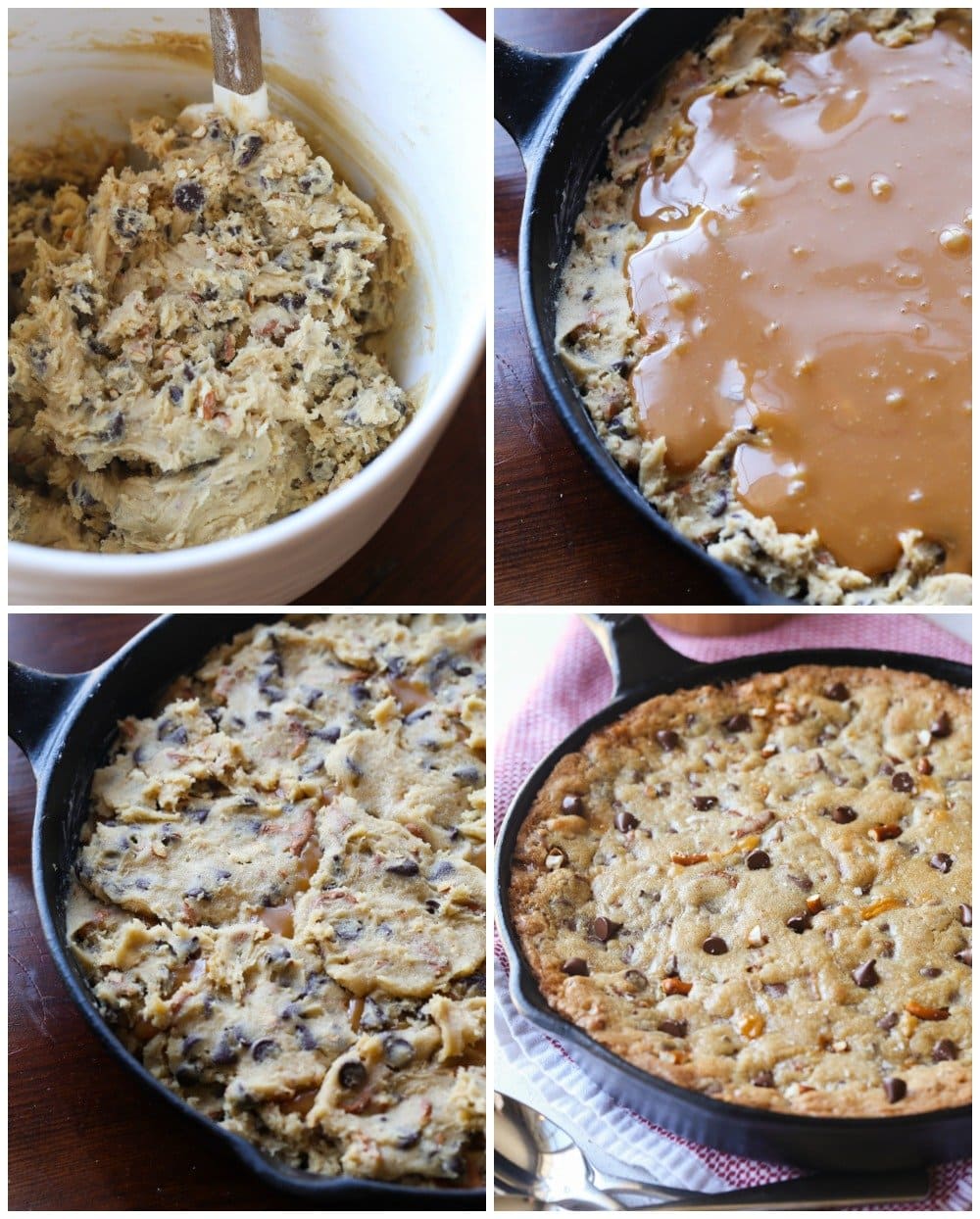 Chocolate Chip Caramel Skillet Cookie