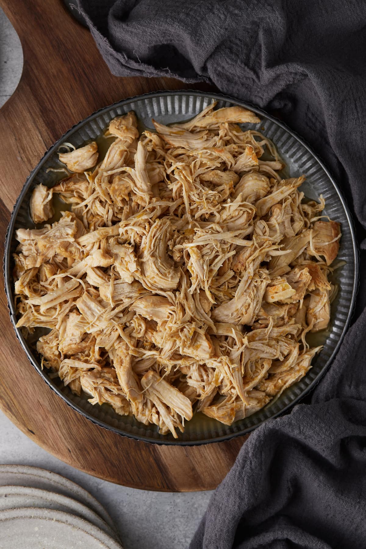 Top view of Salsa Verde Chicken on a plate.