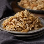 Shredded Salsa Verde Chicken on a plate.