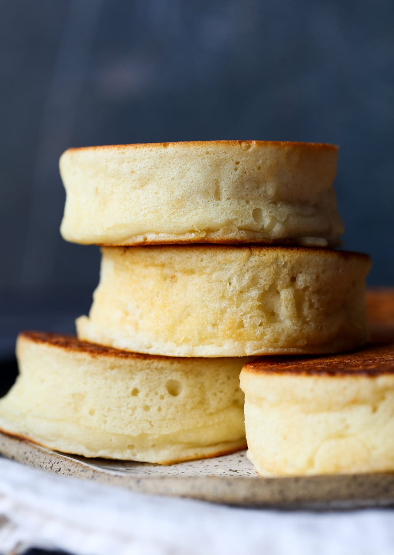 Japanese Pancakes stacked on a plate