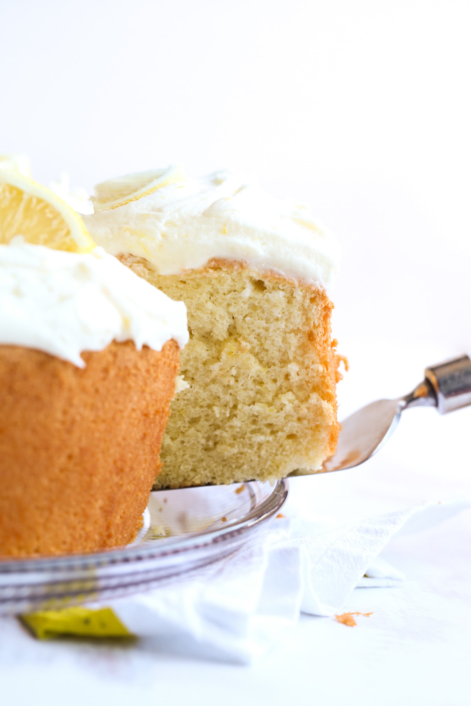 serving chiffon cake with a cake knife