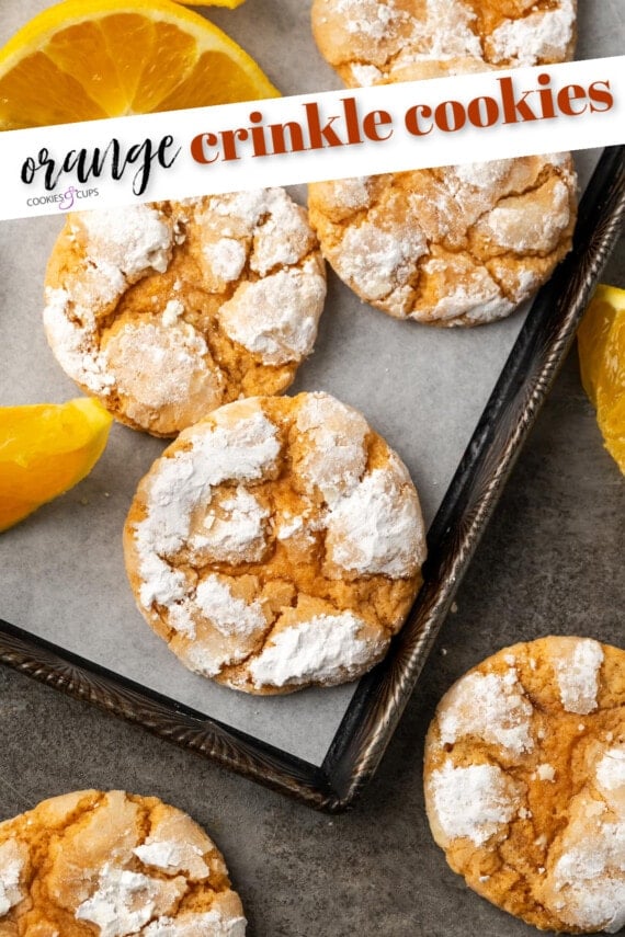 Orange Crinkle Cookies Pinterest Image with text