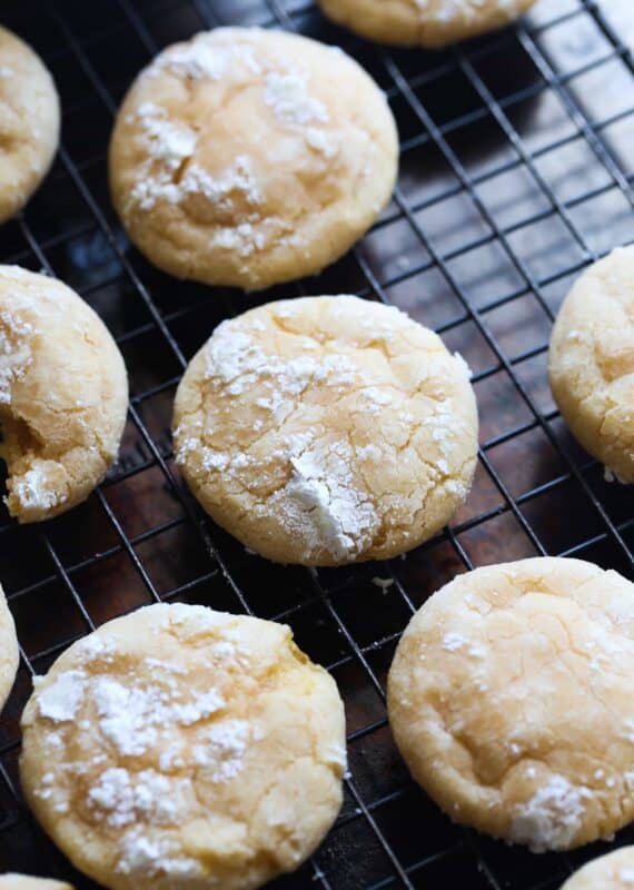 Orange Crinkle Cookies on a cooling rack