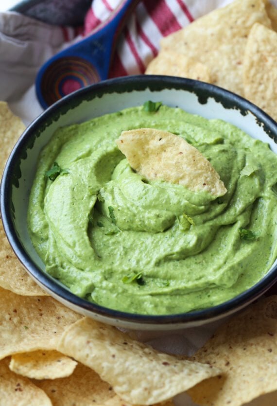 Avocado Dip with a chip