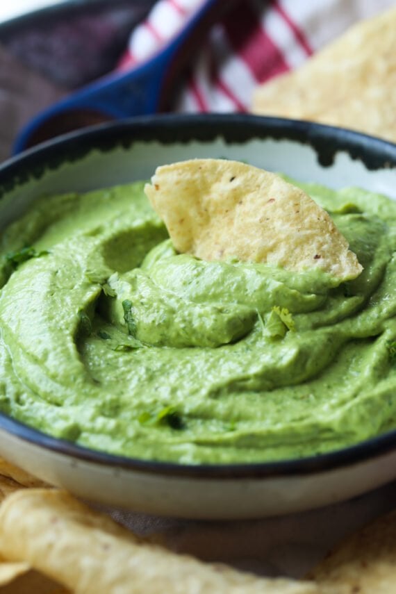 Green sauce made with avocado and cilantro