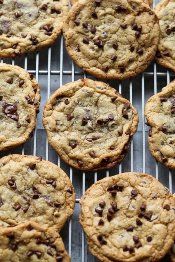 Chewy Chocolate Chip Cookies on a cooling rack