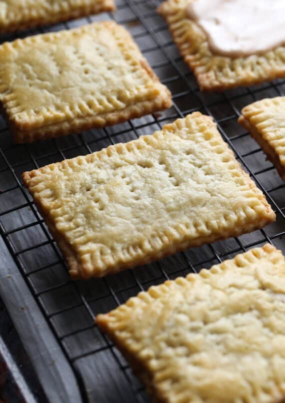 Homemade Pop Tarts cooling on a wire rack