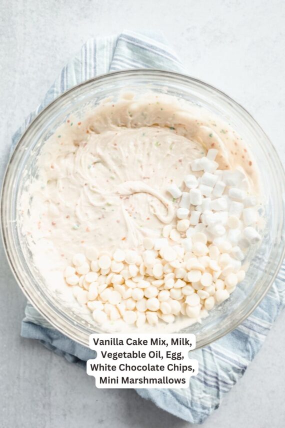 Ingredients for Cake Batter Blondies with Marshmallow Buttercream.