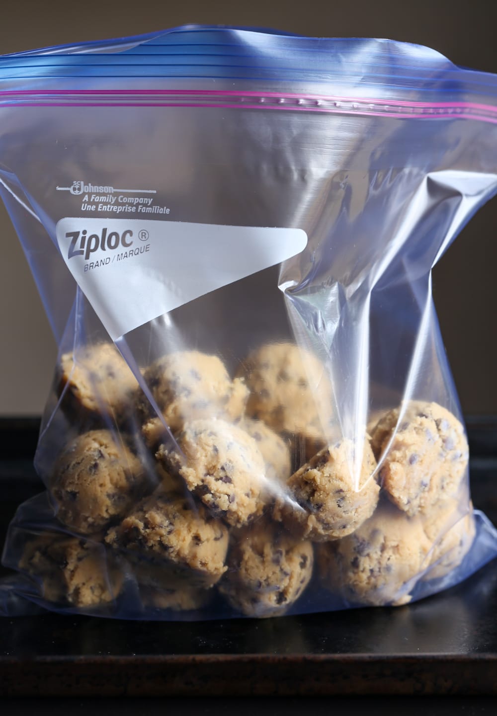 Frozen Chocolate Chip Cookie Dough Balls in a Bag