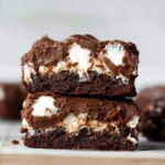 A Stack of two Indulgent Marshmallow Brownies