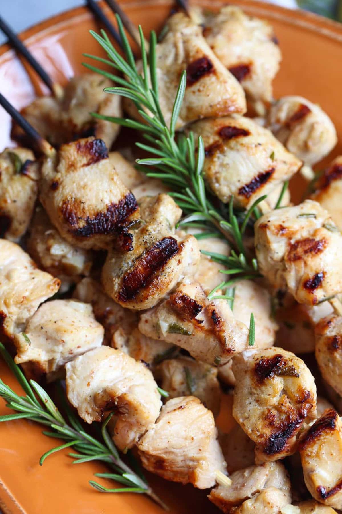Rosemary Chicken Kabobs on a serving dish