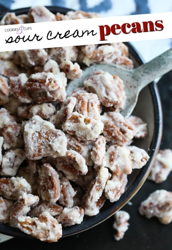 Sour Cream Candied Pecans Pinterest Image