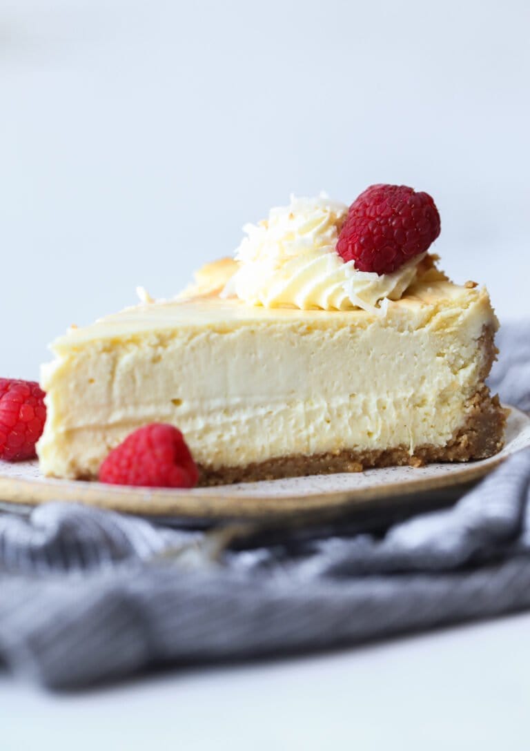 Slice of Key Lime Pie Cheesecake on a plate