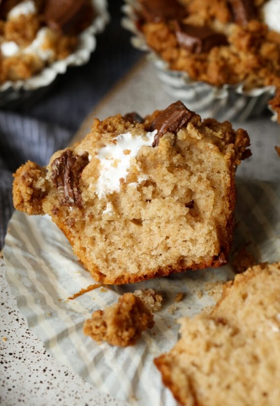 S'mores Muffin cut in half