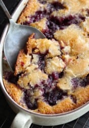 Cobbler with a spoon taking a scoop