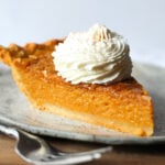 A Piece of Old Fashioned Sweet Potato Pie on a Plate