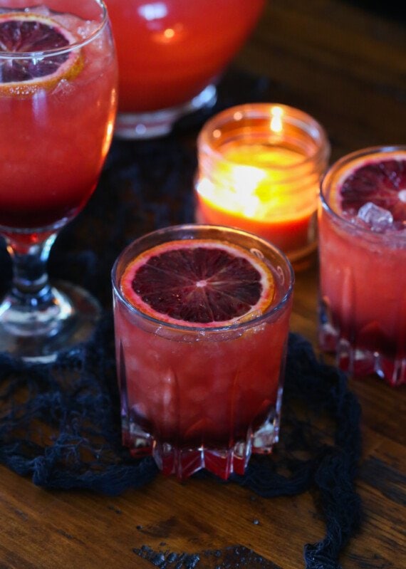 Party Punch garnished with a blood orange