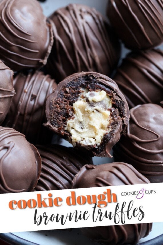 Cookie Dough Stuffed Brownie Truffles Pinterest Image