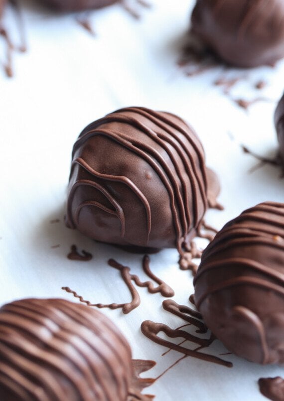 Chocolate Covered Truffle drizzled with melted chocolate