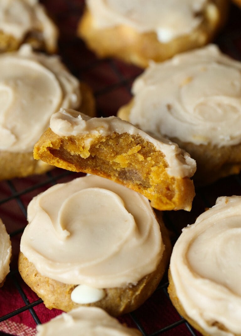 Pumpkin Cookie broken in half stacked