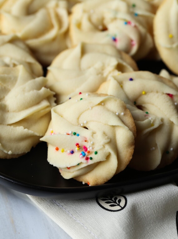 Swirled Danish Butter Cookies on a plate