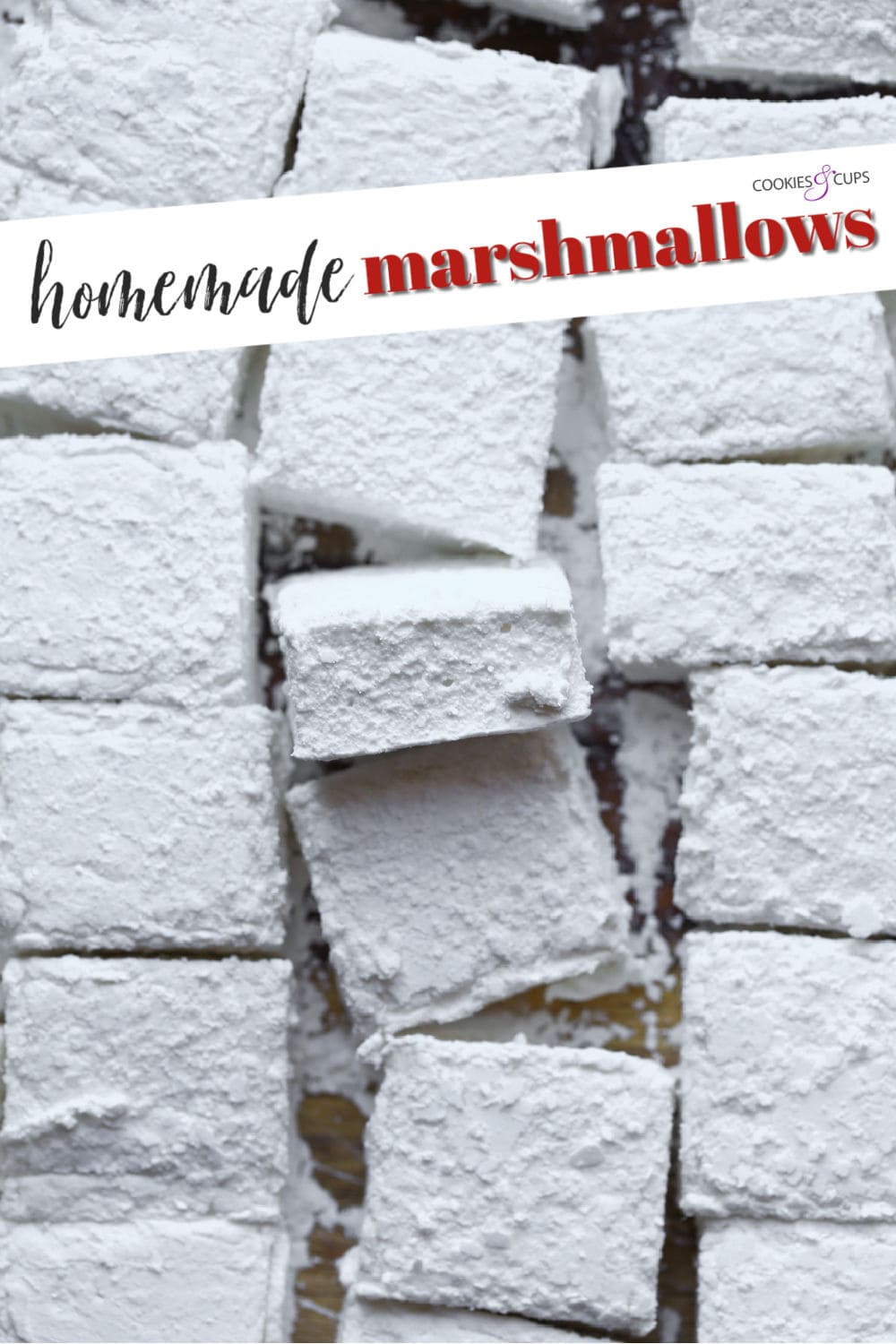 Fifteen Large Homemade Marshmallows With a Text Overlay Introducing Them