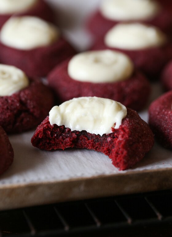 Red Velvet Thumbprint Cookies - Cookies and Cups