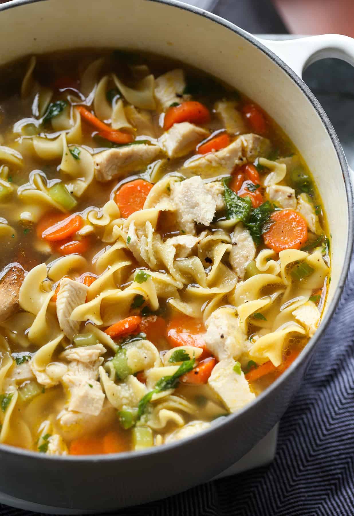 chicken soup garnished with parmesan cheese 