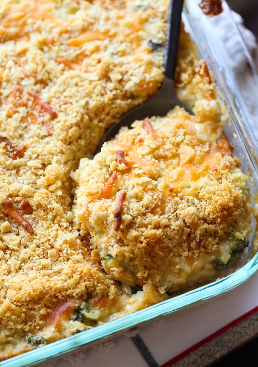 Spoonful of rice casserole.