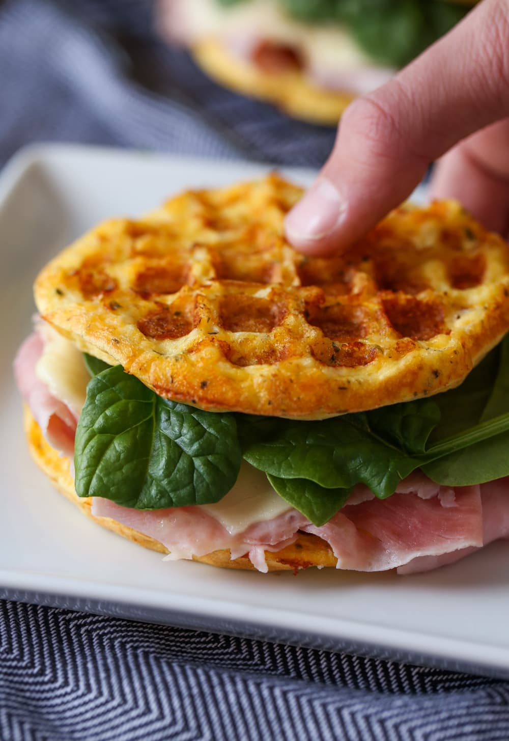 Low Carb Keto Sandwich made with chaffles