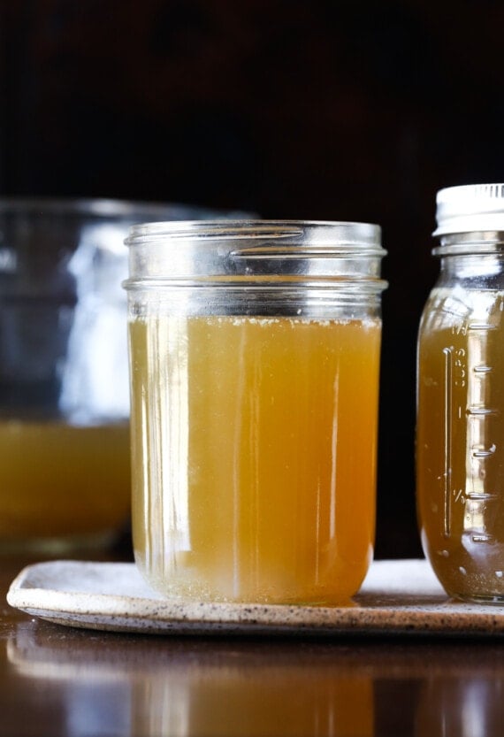 chicken stock in a jar