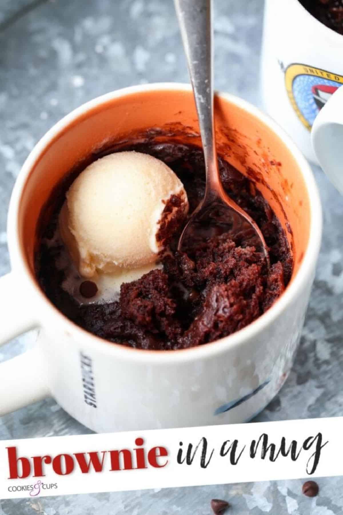Brownie in a mug Pinterest Image with text