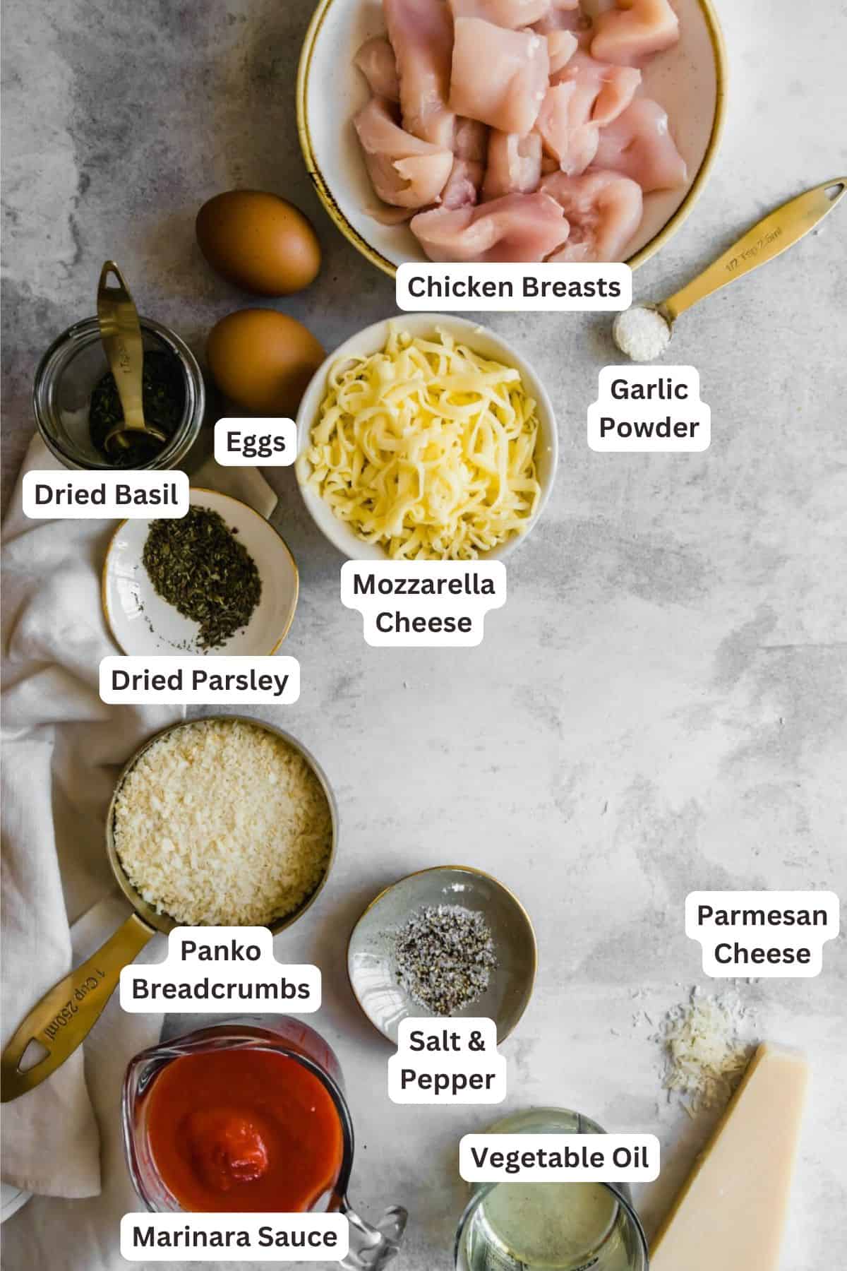 Ingredients for Skillet Chicken Parmesan.