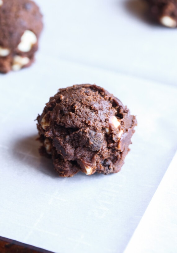 Chocolate Cookie Dough on a baking sheet