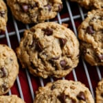 Peanut Butter Oatmeal cookies on a wire rack