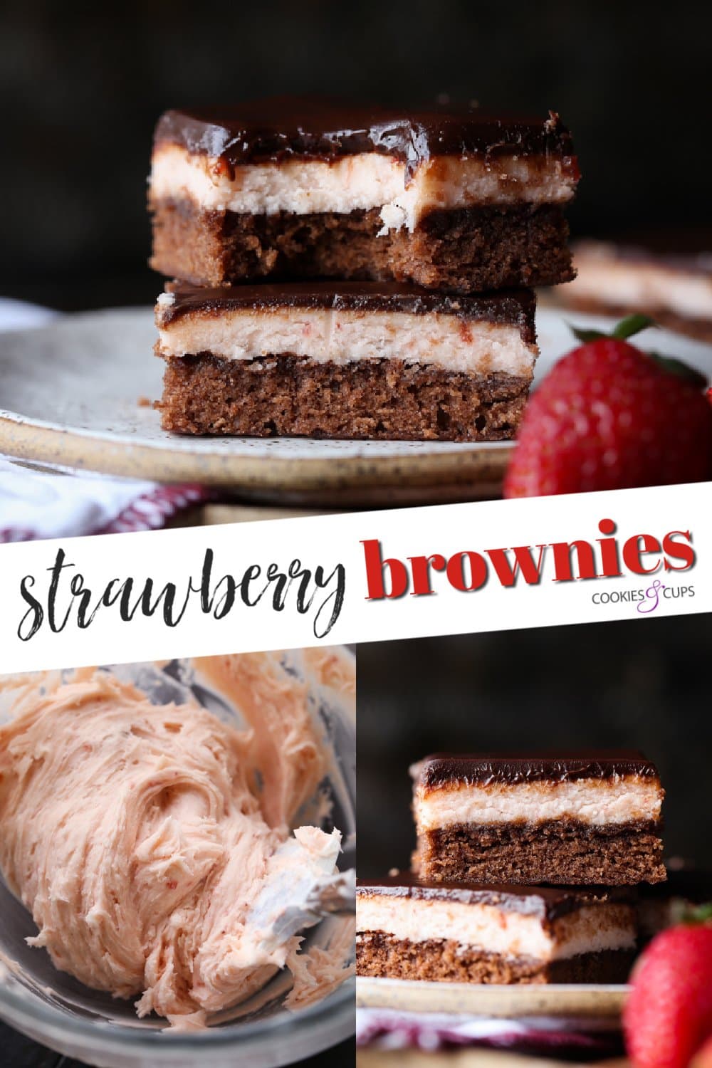 Strawberry Brownies Pinterest Image
