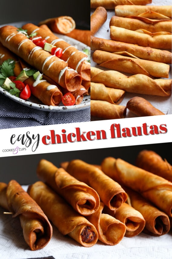 Easy Chicken Flauta recipe pinterest image