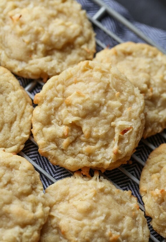 Chewy, Buttery Coconut Cookies | Cookies and Cups