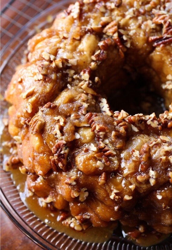Pull Apart Bread covered in pecans
