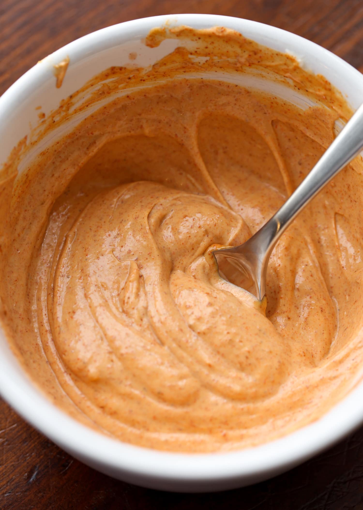 Bowl of spicy mayonnaise.