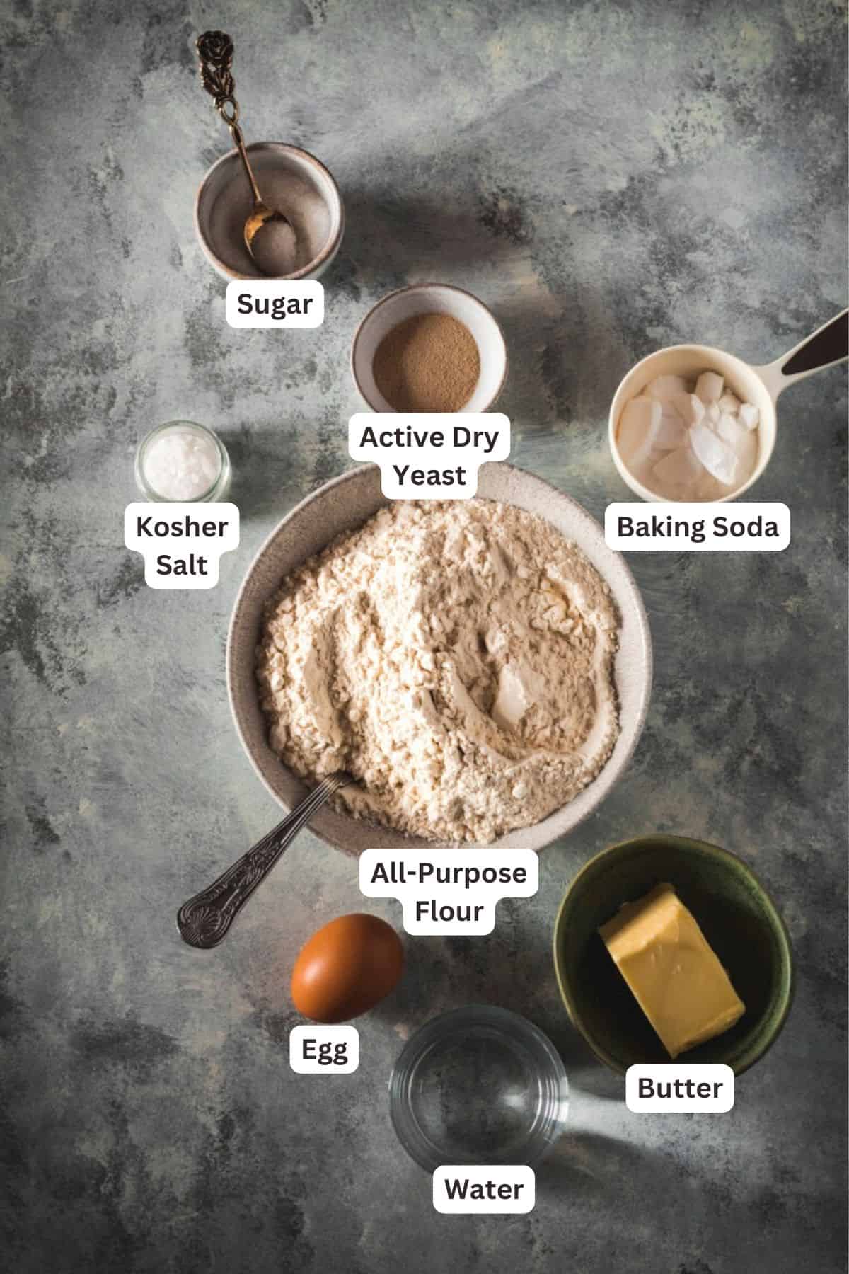 Ingredients for Homemade Soft Pretzels.