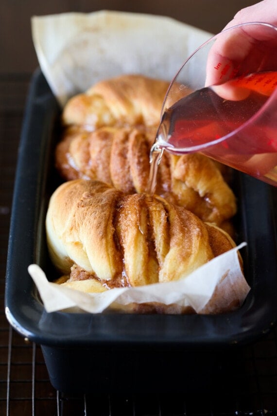 Cinnamon babka with sugar syrup.