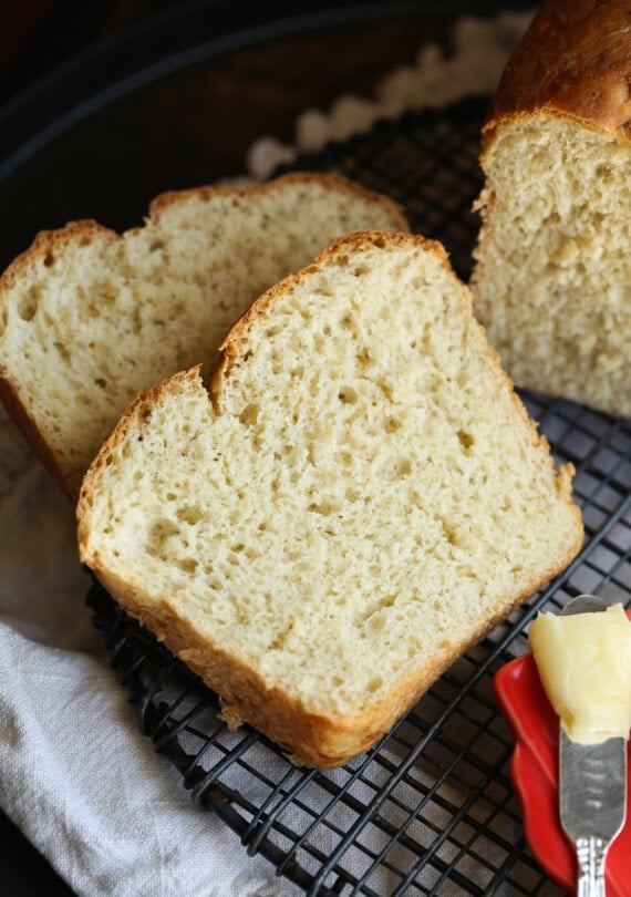 Slices of honey oat bread.