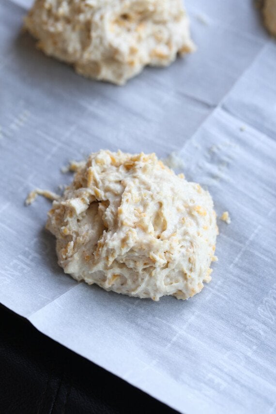 Biscuit dough on a baking sheet