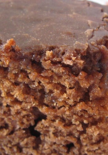 A Close-Up Shot of a Slice of Moist Coca Cola Cake Covered in Chocolate Coca Cola Frosting