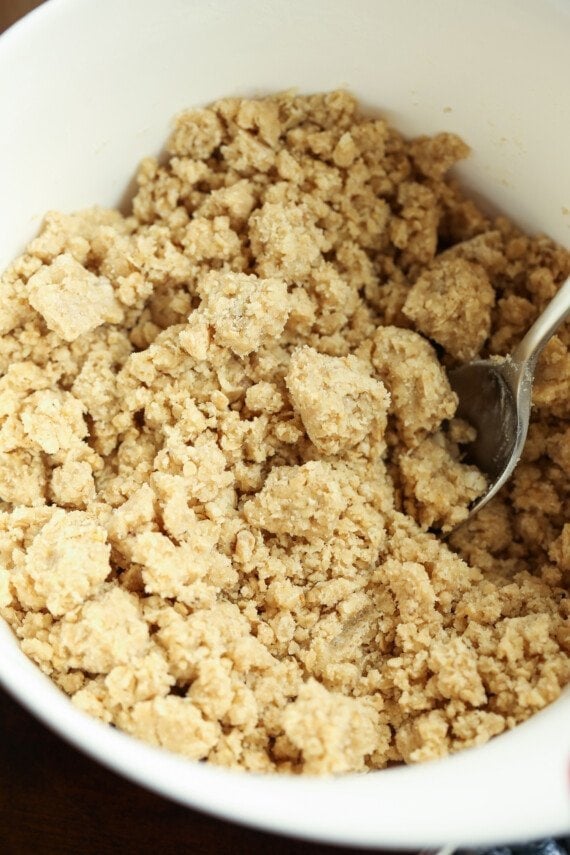 Crumble topping in a bowl