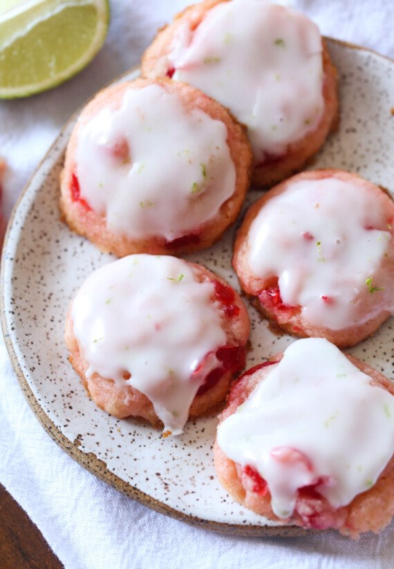 Cherry Limeade Cookies cookies on a plate