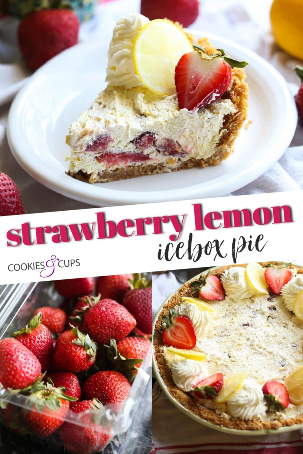 Strawberry Lemon Icebox Pie Pinterest Image